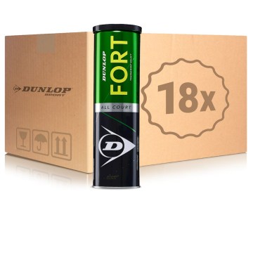 Cartone da 18 tubi Dunlop FORT All Court - tubi da 4  palline da tennis + OMAGGIO